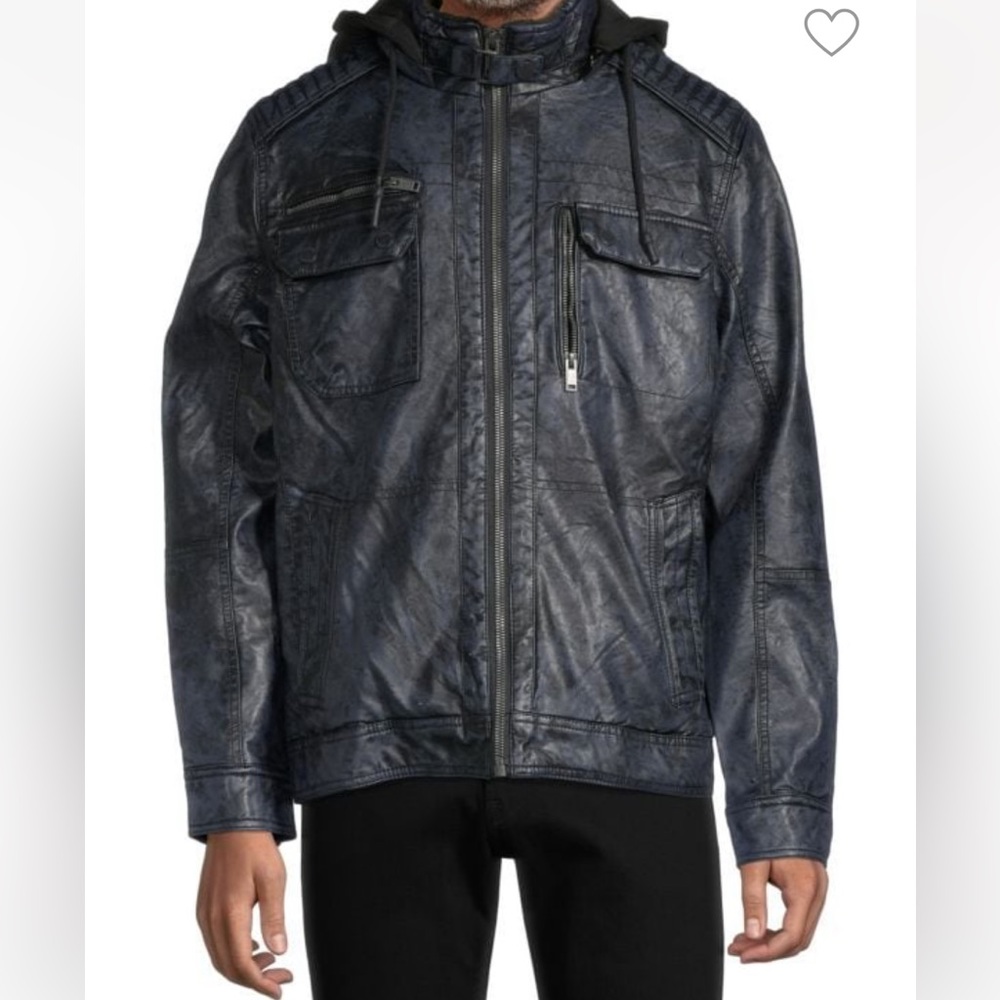 New! Retails $149 Navy faux leather XL jacket
